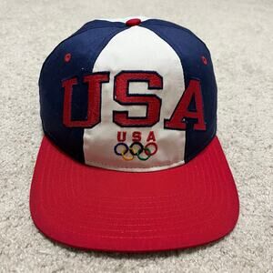 Vintage 1990s Starter “USA” Olympic Rings Snapback Hat Red/White/Blue